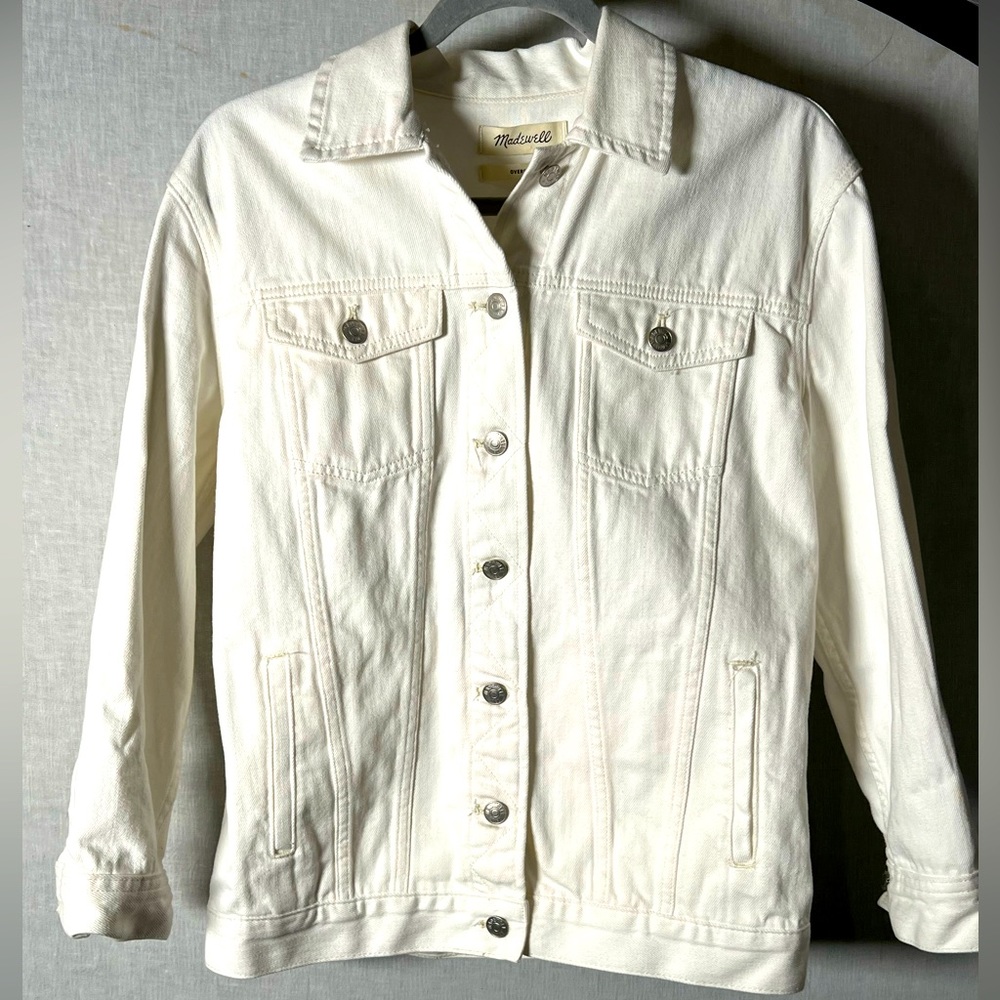 NWT Madewell Oversized White Jeans Jacket- Small‎